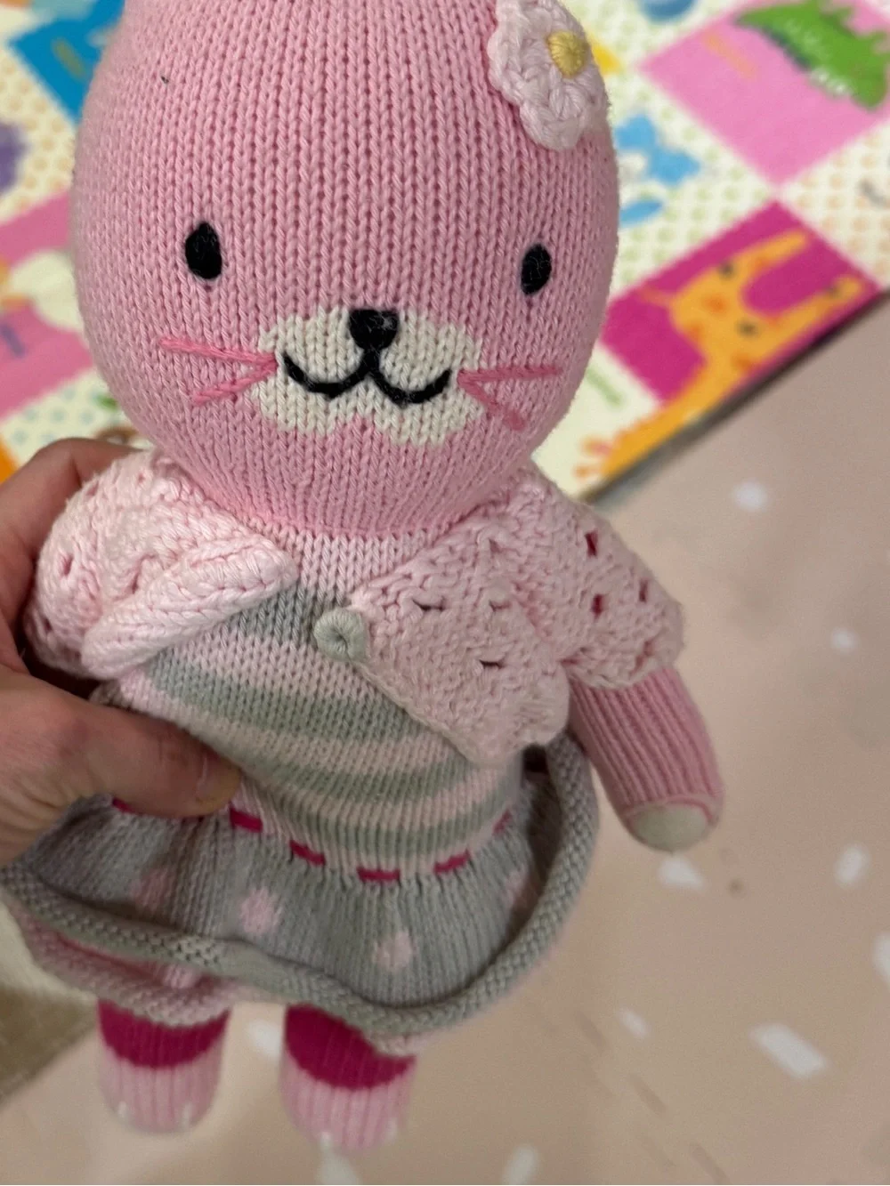 Cuddle + Kind Chloe the bunny knit cardigan 13” cardigan daisy stuffed animal
